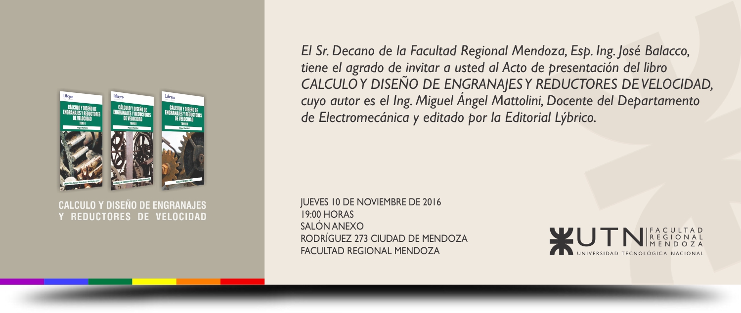 TARJETA DE INVITACION PRESENTACION DEL LIBRO ING. MATTOLINI 2016
